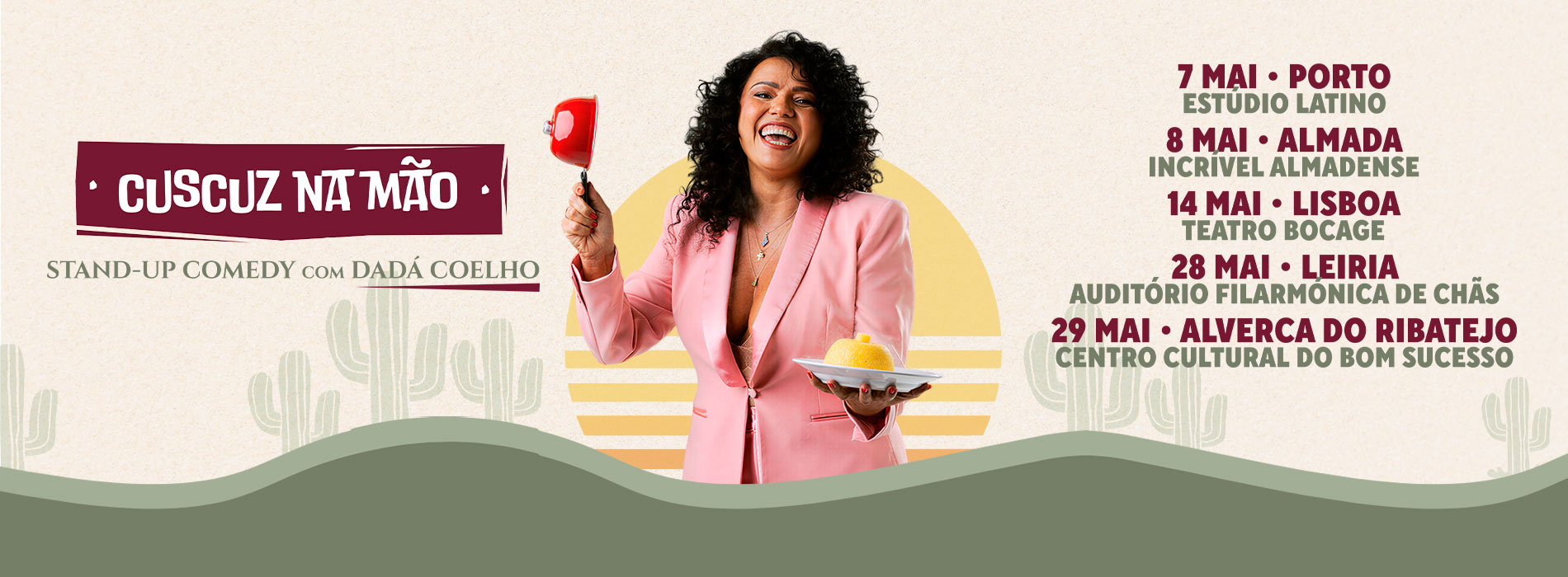 Cuscuz na mão, stand up em maio em portugal